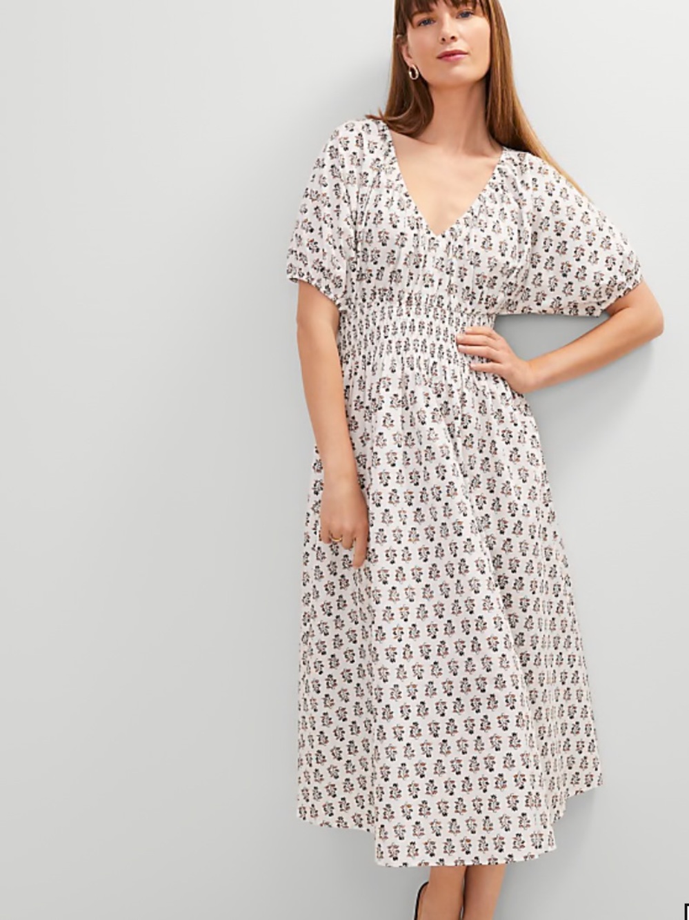 Ann Taylor Floral Smocked Puff Sleeve Midi Dress, Size 4, NWT - Picture 12 of 12